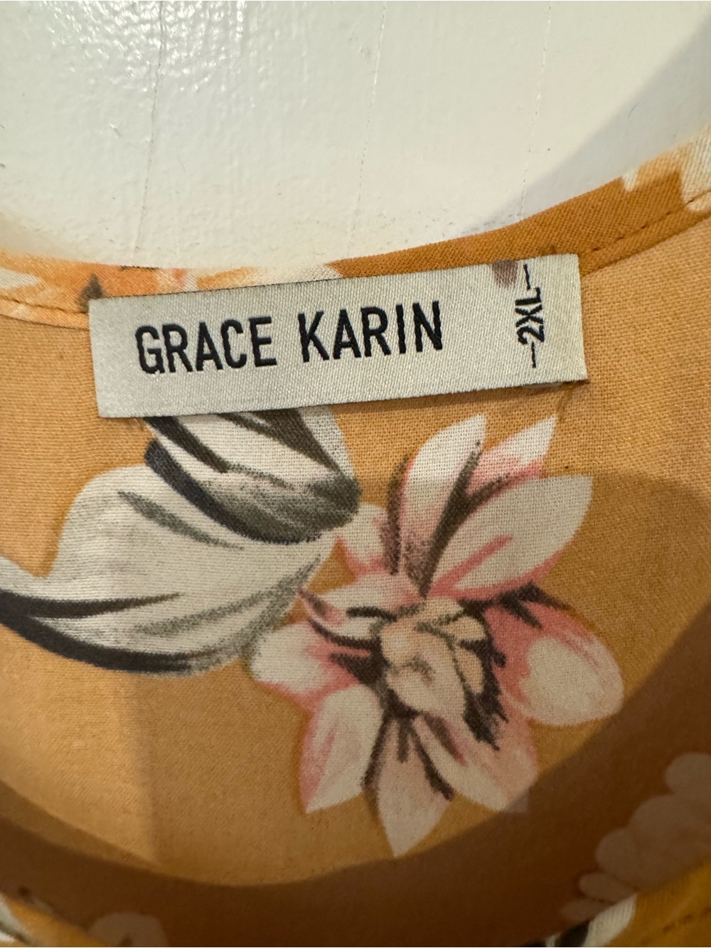 Grace Karin Floral Sleeveless Fit & Flare Midi Dress Mustard Gold Plus 2X - Picture 3 of 5